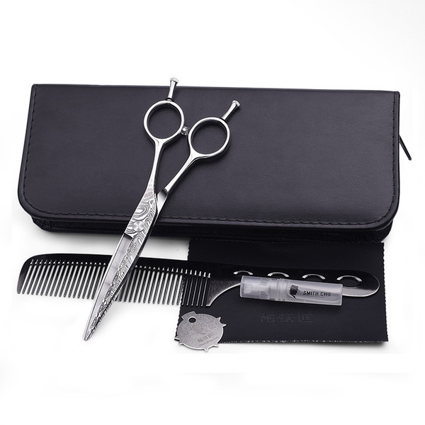 440C Stainless Steel Hair Cutting Scissors 6 inch Hairdressing Shears Barber tool Damascus Grain Leaf Shape Blade