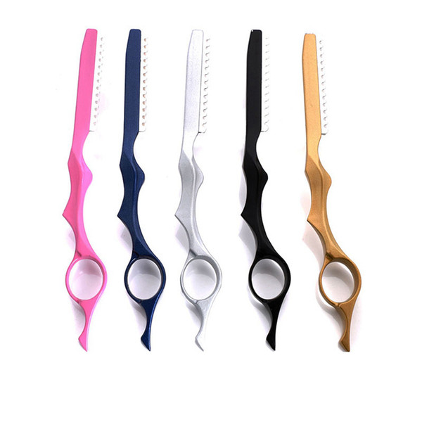 Stylist Barber Knife Hairdressing Thinning Shaving Hair Cutting Razor Stainless Hair Removal Salon Tools 5 colors RRA625