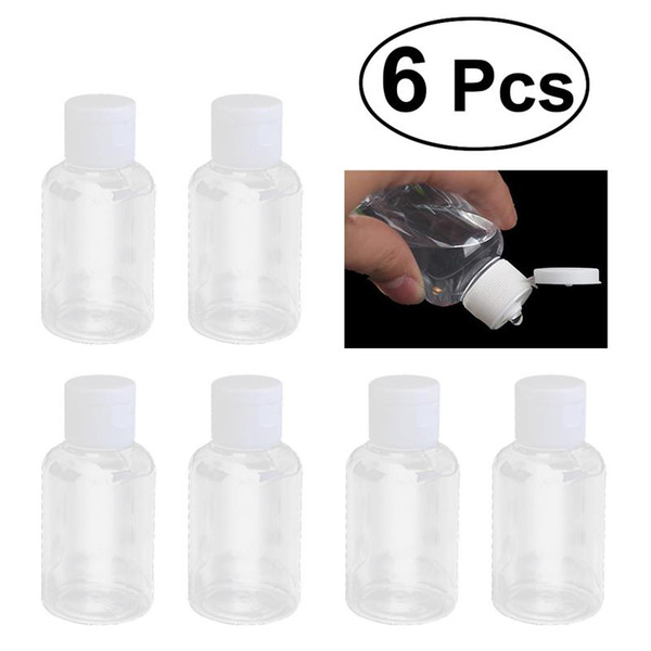 6Pcs 50ml Empty Plastic Sample Bottle Container Jar Pot Vial with Flip Lid Perfect for Emollient Gel Emulsion Travel Spray Case