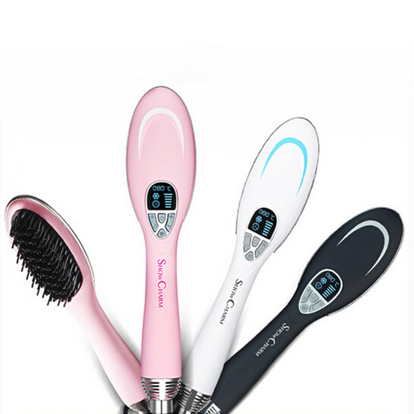 Original ShowCharm Anion Hair Comb Hair Straightener Brush With LCD Display PTC Blow Brush ShowCharm Hair Straightener Comb