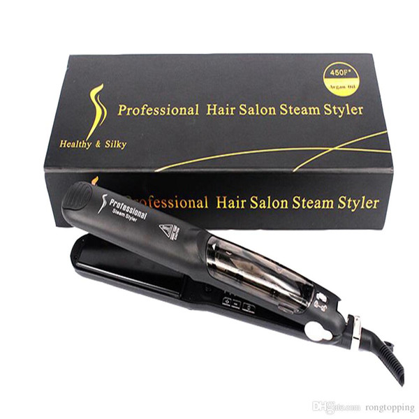 2017 New Hair Straightener Professional Hair Salon Steam Styler Flat Ceramics Organosilicon Hair Straightening Irons Flat Iron Free Shippin