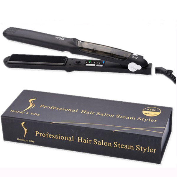 High Quality Professional Hair Salon Steam Styler Wet/Dry Hair Straightener Korea Plate 1 1/4 Argan Infusion Vapor Flat Iron Up