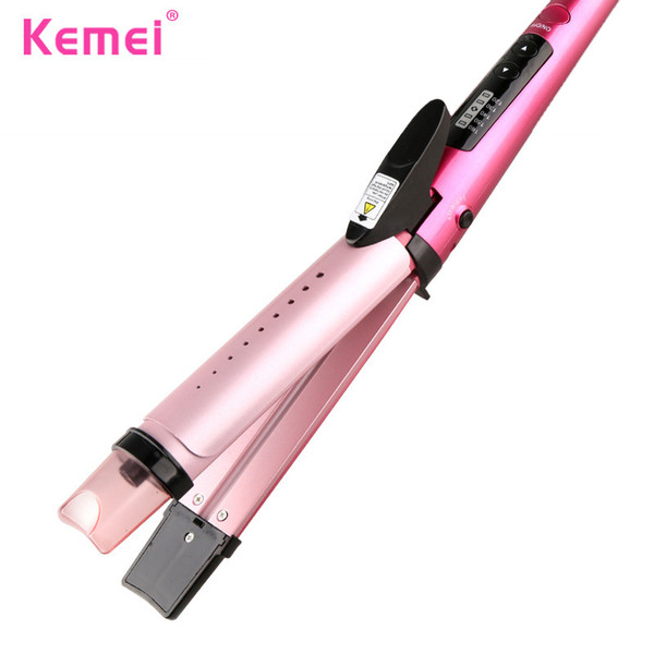 KEMEI 2016 Professional 2 IN1 Hair Straightener Hair Curler Steam Curling Iron Electric Splint Straightening Perm Curler KM-8833