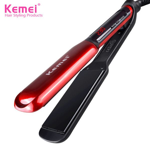 KEMEI LCD Display Flat Iron Digital Temperature Control Hair Straightener Hair Styler Ceramic Professional Hair Iron BT-277