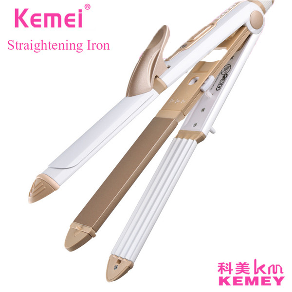 KEMEI 3 in 1 Ceramic Straightener Curler Hair Iron with Comb Corn Clip Curling Iron Straightening Iron prancha alisadora BT-262