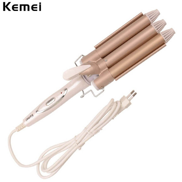 Kemei Perm Splint Titanium Automatic Ceramic Hair Curler 3 Barrels Waver Curling Iron Styler Hair Curlers Rollers Styling Tools