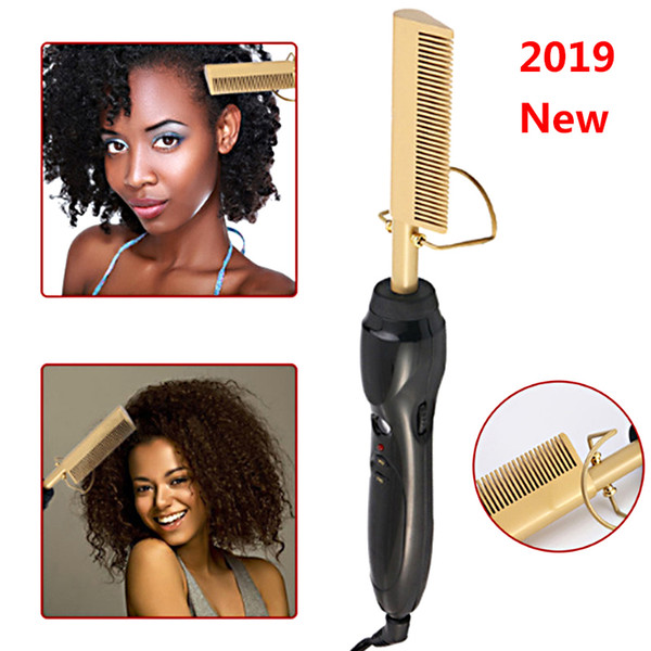 2019 NEW Electric Environmentally Friendly Titanium Alloy Hair Curler Comb Wet and Dry Hair Use Hair Curling Iron Straightener Comb Brush