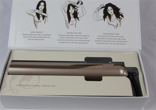 2 in 1 Hair Curler Hair Straightener Titanium Gold Plate with High Quality US EU UK Plug With Sleeve