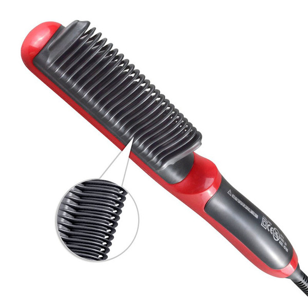 EU Plug Electric Hair Straightener Durable Straight Hair Comb Brush LCD Heated Ceramic Straightening Brush