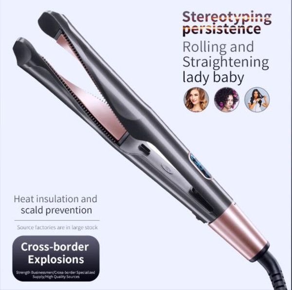 Professional LED Hair Straightener Twisted Plate 2 in 1 Ceramic Flat Iron Curling Irons hair straight curler for All Hair Types Salon Tools