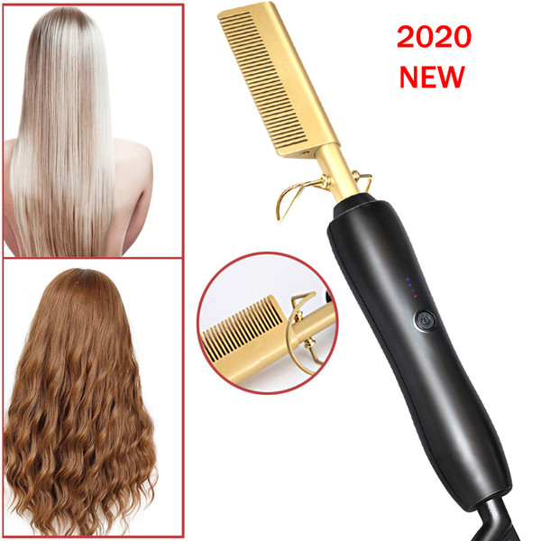 Professional Hair Straightener Flat Iron Hot Heating Comb Straightener Hair Smoothing Brush Corrugation Curling Iron hot comb