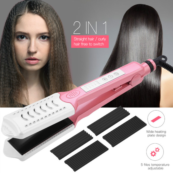 3 in 1 Electric Hair Curler Straightener Ceramic Corrugated Flat Iron Curl Hair Crimper Plate Corn Corrugated Iron Straightening