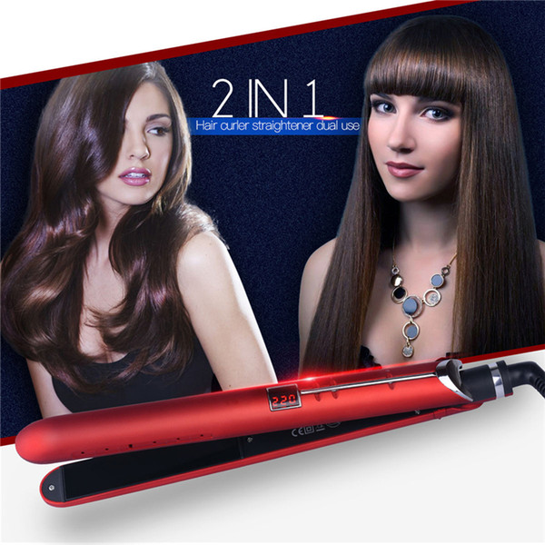 2 in 1 Professional Electric Hair Straightener Curler Tourmaline Ceramic Flat Iron Strightening Curling Hair Styling Tools 35