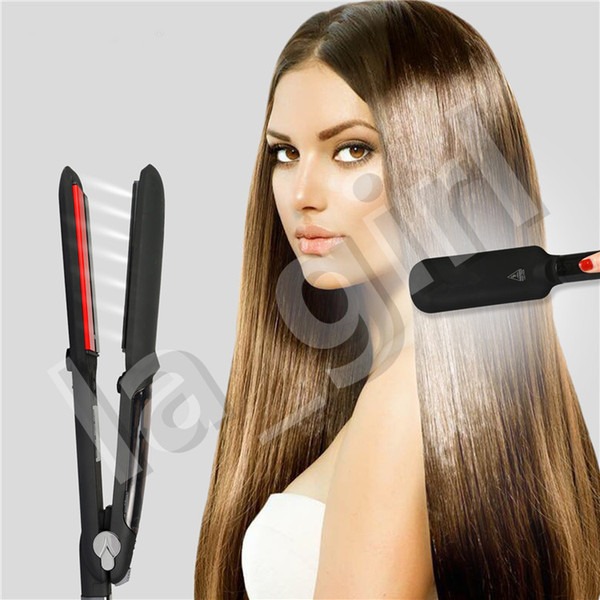 Professional Steam Regulation Infrared Heating Hair Straightener Tourmaline Ceramic Vapor Iron Fast Heating 360 Degree Flexible Swivel Black