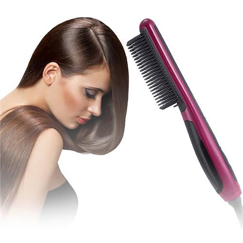 Ceramic Electric Beard Hair Brushes Straightening Irons LCD Display Fast Hair Straightener Comb Styling Massage Straight