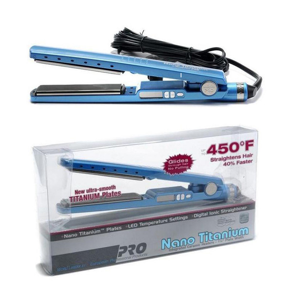 In Stock!! PRO 450F 1 1/4 Plate Titanium Hair Straightener Straightening Irons Flat Iron Hair Curler US/EU/UK/AU Plugs DHL