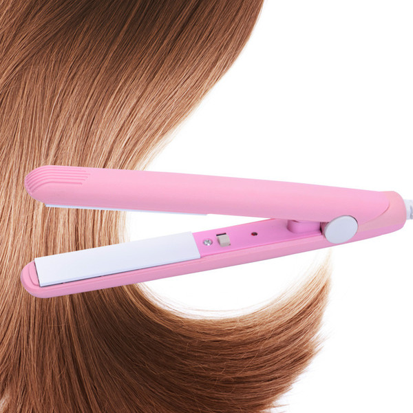 High Quality Mini Hair straightener Iron Pink Ceramic Straightening Corrugated Curling Iron Styling Tools Hair Curler EU Plug