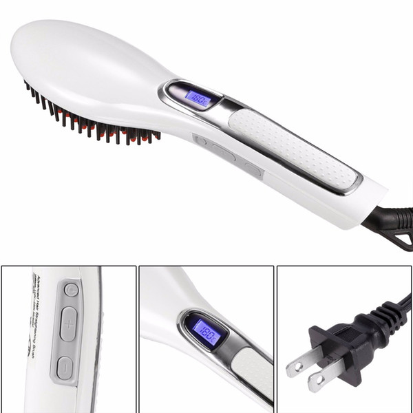 Fast Heat Men Hair Curling Iron Straightener Comb Salon Hairdressing Comb Brush Electric Hair Styler Curler Brush