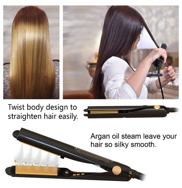 Tamax HS003 Steam Hair Straightener Curler Flat Iron Professional Argan Oil Infused Hair Treatment Ceramic Steam for Hair Straightening Curl