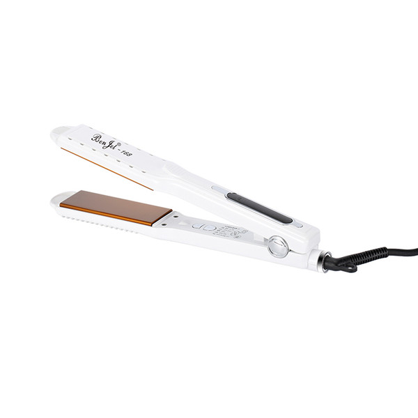 Hair Straighteners Professional Flat Iron LCD Infrared Hair Salon Healthy Hair Care Rapid Heating 360-Degree Rotation Tail 168 White