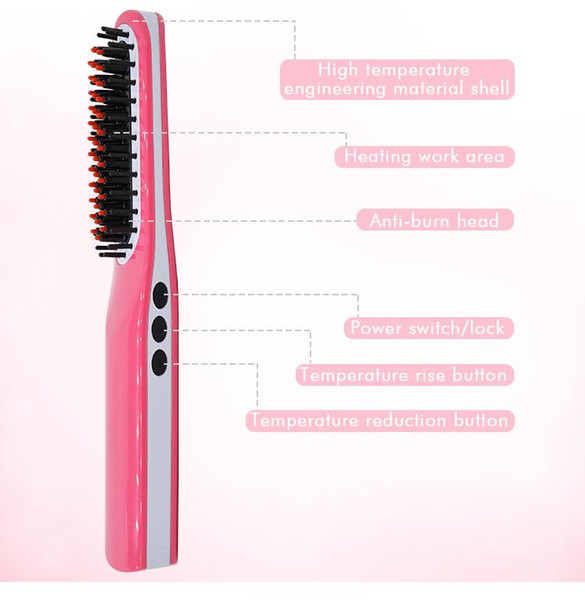 Digital Electric Portable Household Use LCD Comb USB Charge Cordless Mini Hair Straightener Brush LCD Comb Brush Hair Straightener 1pcs