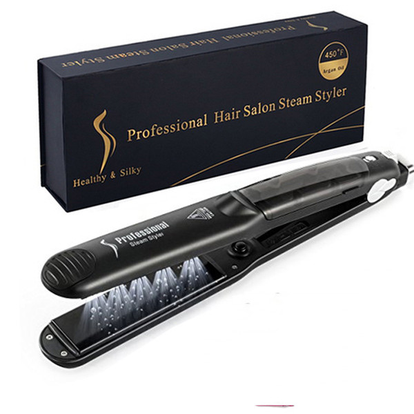 Professional Steam Hair Straightener 450F Ceramic Vapor Hair Care Flat Iron Seam Hairs Straightening Iron Steamer Hairs Styling Tool