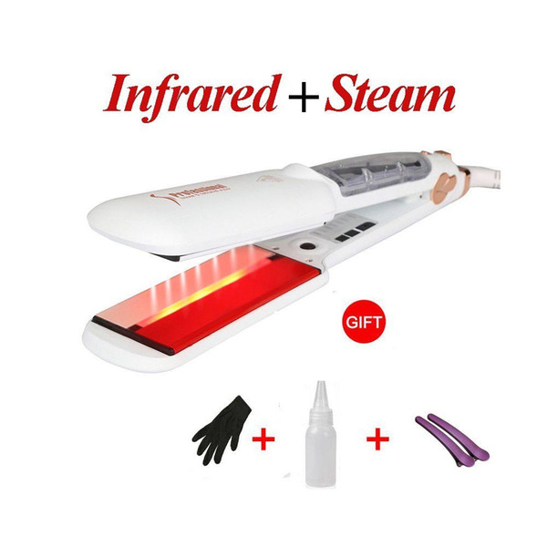 Professional Infrared Steam Hair Straightener Flat Iron-Salon Steam Styler-Ceramic Hair Straightener-450F Dual Voltage Flat Iron for |Hair