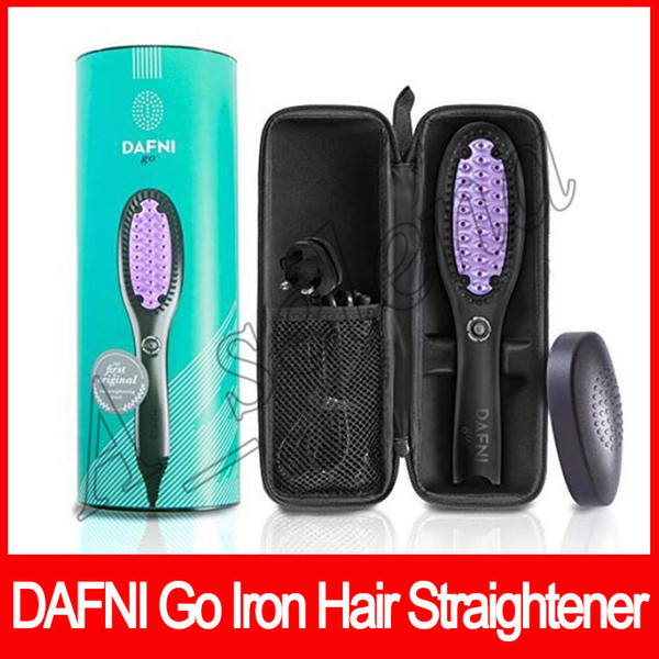 DAFNI Go Iron Hair Straightening Brush + Travel Case DAFNI Hair Brush Antomatic LCD Travelling Hair Straightener Comb with Retail Package