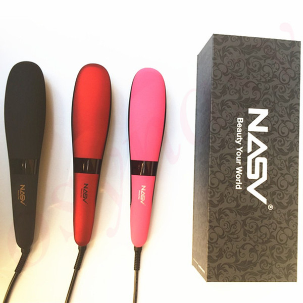 110-240V Original NASV hair straight Fast Electric Smooth Brush Ceramic Hair Straightener Comb Flat Iron With LCD Straight Brush