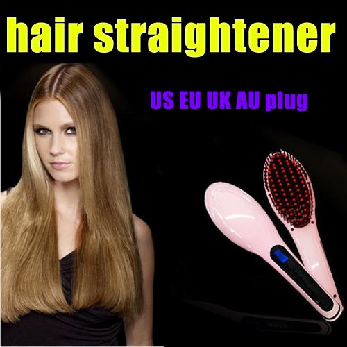 Fast Hair Straightener Beautiful Brush Dryer Straightening Irons Hair Styling Tool comb Flat With LCD Electronic Temperature Controls