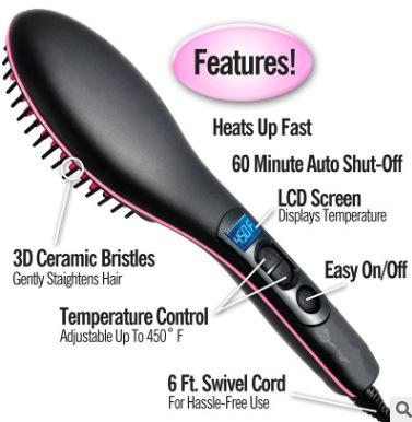 Danceyi Electric Anion Hair Straighter Comb Brush with LCD Display Straightening Irons Straight Hair Brush b005