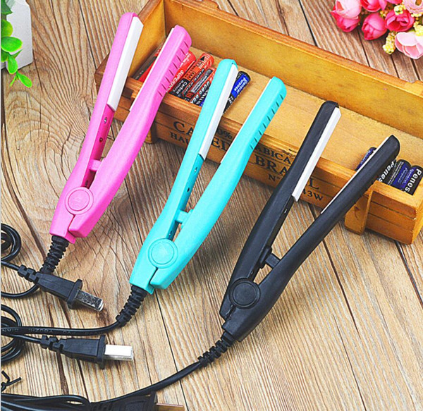 Mini Hair Straightener With Plug Converter Flat Ceramic Straight Hair Clip Curly Sticks Straightener Irons Professional Hair Styling Tool