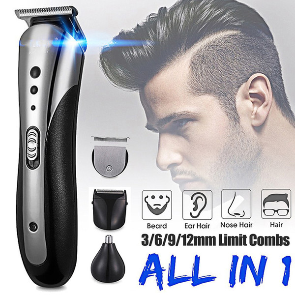 KEMEI All in1 Rechargeable Hair Clipper for Men Waterproof Wireless Electric Beard Shaver Nose Shaver Hair Trimmer Tool