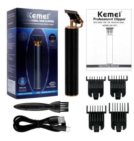 Kemei 1971 Pro Li T-Outliner Skeleton Heavy Hitter Cordless Trimmer Men 0mm Baldheaded Hair Clipper Finish Hair Cutting Machine