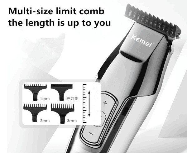 KEMEI KM-5027 Hair Clipper Electric Razor Men Carbon Steel Head Shaver Hair Trimmer High capacity Lithium battery plug or USB charged