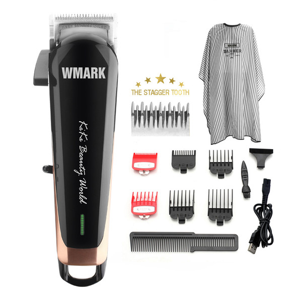 Professional cordless Hair cutter Hair Trimmer 6500 rpm hair clipper adjustable length with Stagger-Tooth blade WMARK NG-103