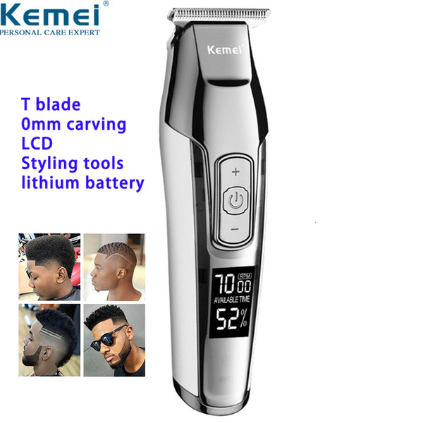 Kemei Barber Professional Hair Clipper LCD Display 0mm Baldheaded Beard Hair Trimmer for Men DIY Cutter Electric Haircut Machine T191019