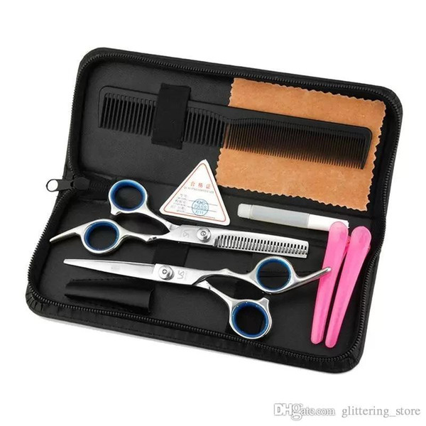 50pcs Hairdressing Tools 6.0 inch Barber Scissors Kits Hair Clipper Razor Combination Package Hair Styling Scissors Hair Cutting Tool