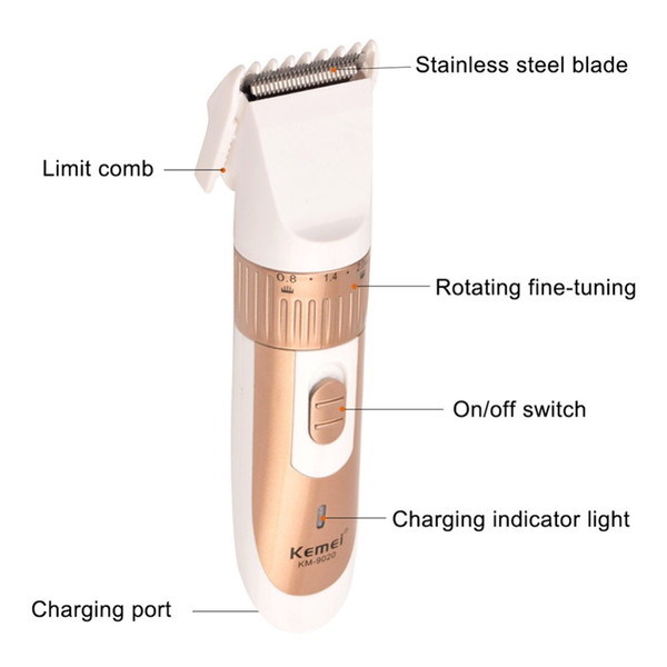 Original Kemei KM-9020 Electric Beard Hair Trimmers Electric Hair Clipper Trimmer Rechargeable Stainless steel blade With box