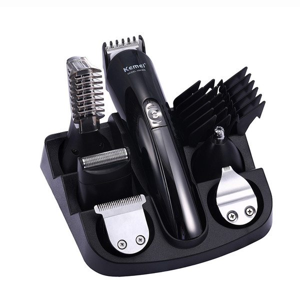 KEMEI-KM600 6 in 1 Rechargeable Hair Trimmer Titanium Hair Clipper Electric Shaver Beard Trimmer Men Styling Tools Shaving Machine