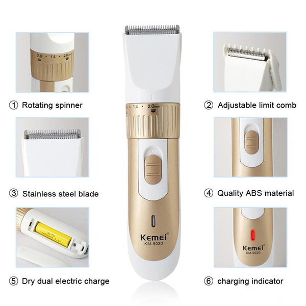 Original Kemei KM-9020 Electric Beard Hair Trimmers Electric Hair Clipper Trimmer Rechargeable Stainless steel blade With box US EU PLUG