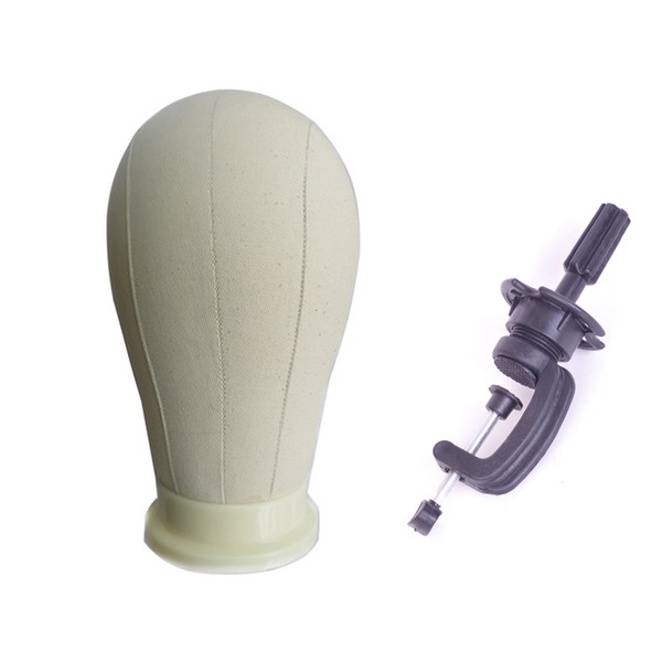 Canvas Block Mannequin Head Cork Surface Needle in Canvas Head for Wig Dispaly Black and beige hair extensions tools