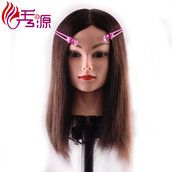 14 16 18 Inch 100% Real Human Hair Natural Black Training Hairdressing Doll Mannequins Human Training Heads Processional Styling Head