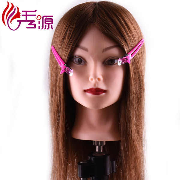 Xiuyuan Brown Color Long Size Hair Female Hairdresser Hairstyles Human Hair Manikin Mannequin Training Head For Hairdressers Dolls