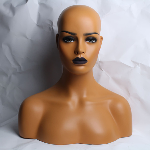 New Makeup Black Lip Fiberglass African American Female Black Mannequin Head Bust For Lace Wigs Display