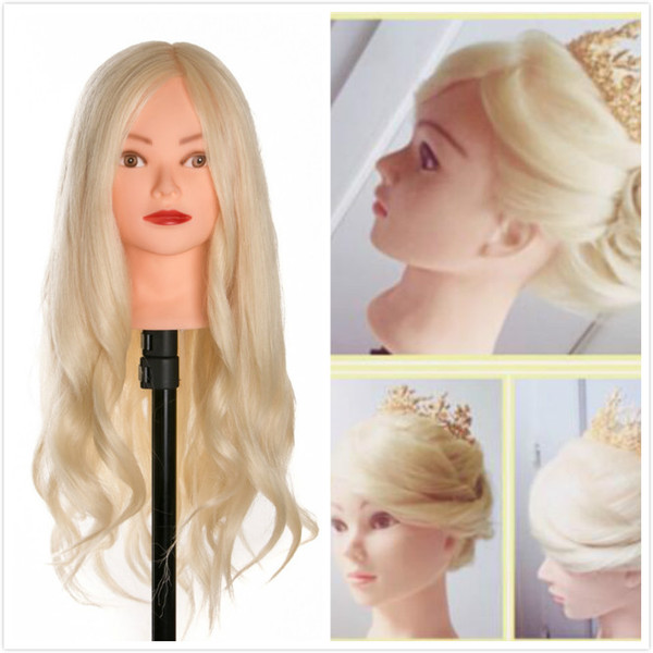 Hot sale 40 % Real Human Hair 60 cm Training Head For Salon Hairdressing Mannequin Dolls professional styling head can be curled