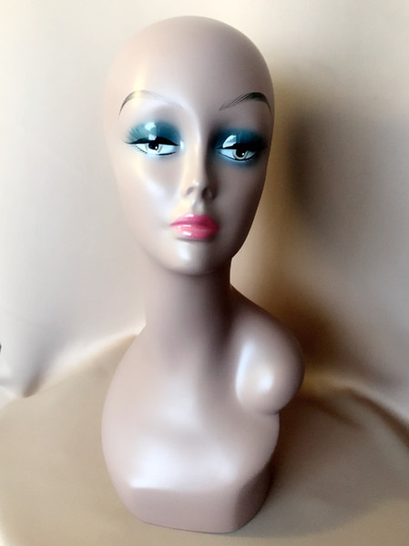 Fiberglass Lifelike Mannequin Heads Africa Black Women Model Head Bright Make Up Wig Scarf Hat Wig African