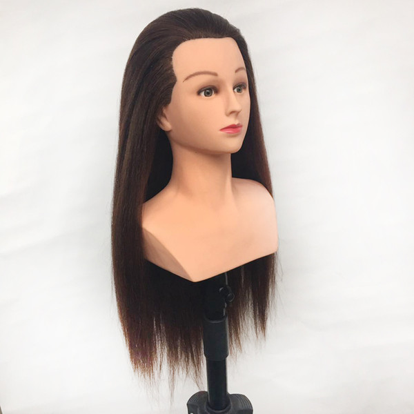 cheap mannequin head shoulder hair 60cm 220g human hair mixed with fiber hair training head with shoulder for !