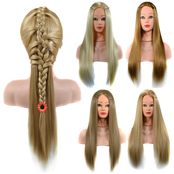 100% High Temperature Fiber Long Hair Hairdressing Training Head Model with Clamp Stand Practice Salon Mannequin Head