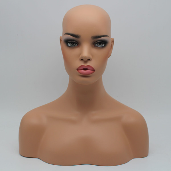 New Item Realistic Female Black Fiberglass Mannequin Dummy Head Bust For Lace Wig And Jewelry Display EMS Shipping